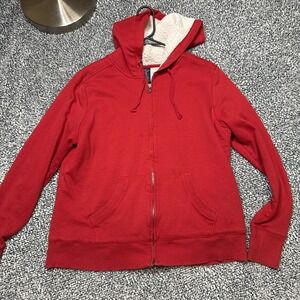 Faded Glory Kids XL 16-18 Red Full Zip Hoodie Sherpa Lined Thick Fleece Jacket
